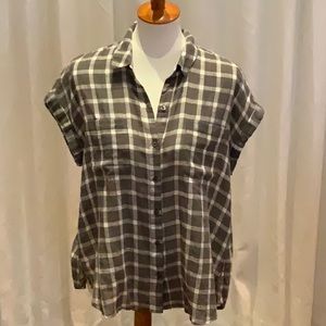 Lucky button down short sleeve checked top